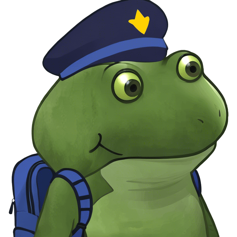 bufo wearing hat and backpack emoji