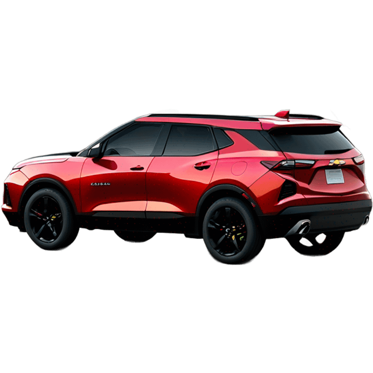 2020 Red Chevrolet Blazer with black wheels, black Chevrolet logo, on the road emoji