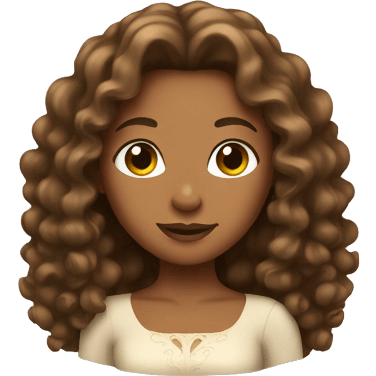 A tan princess with brown curly hair emoji