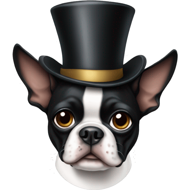 Boston terrier with a top hat emoji