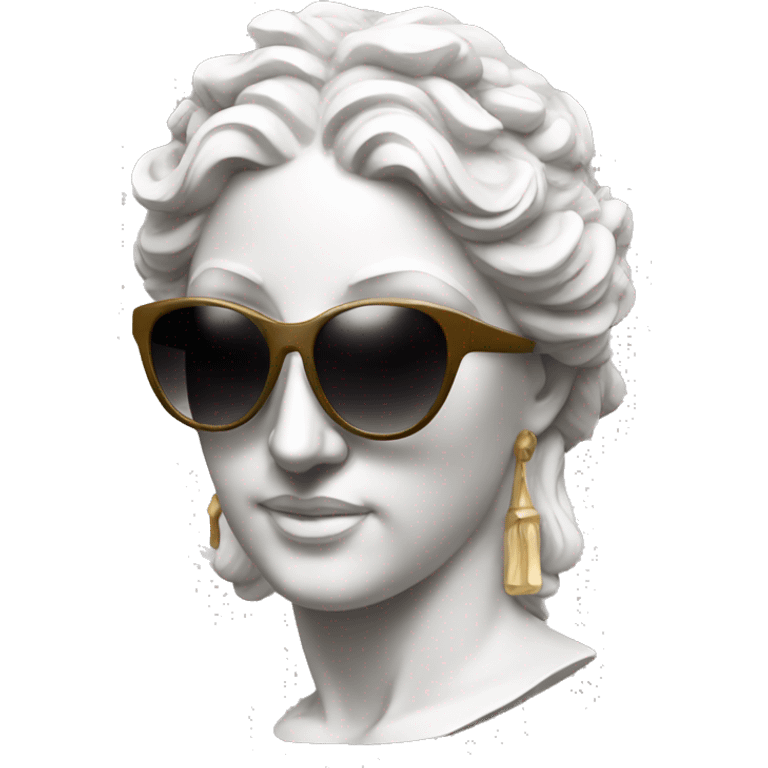 greek goddess sculpture wearing sunglasses emoji