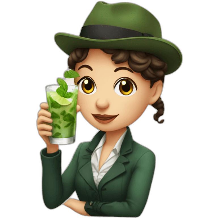 argentine girl sherlock holmes drinking mojito emoji