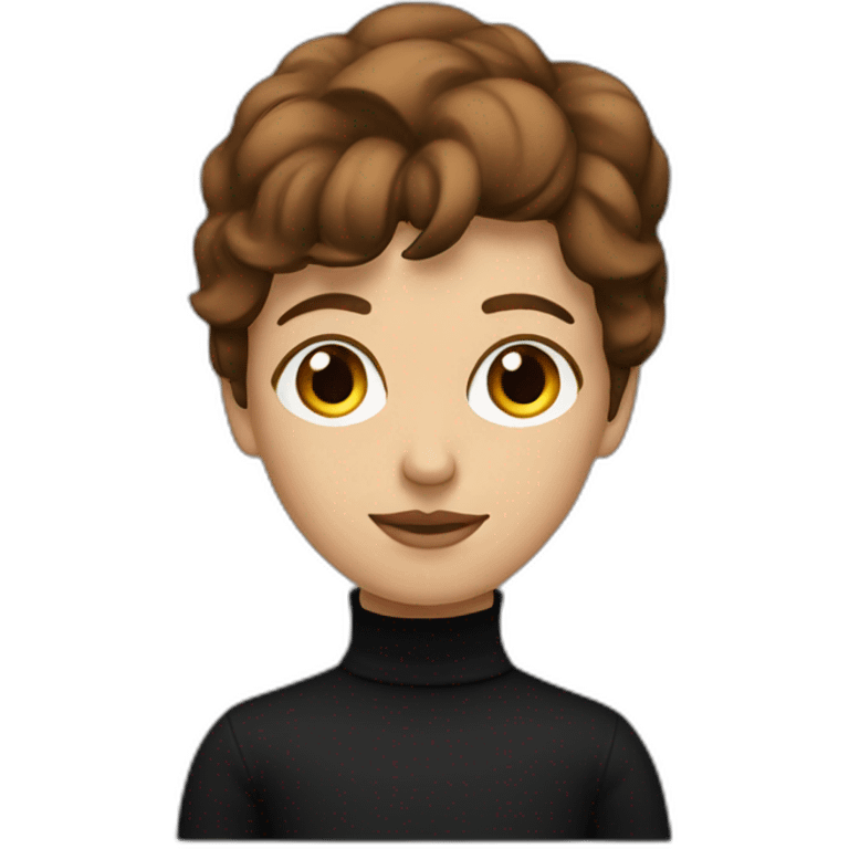 brown haired designer with black turtleneck emoji