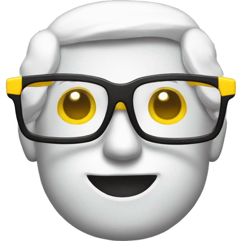 yellow nerd emoji with big glasses with white tape in the middle of glasses emoji