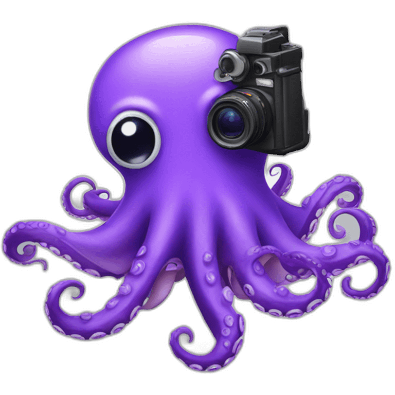 Purple octopus with camera emoji