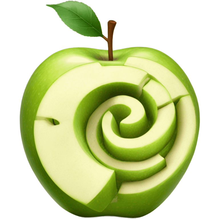 Apple split in half with a spiral in the side engraved in the apple  emoji