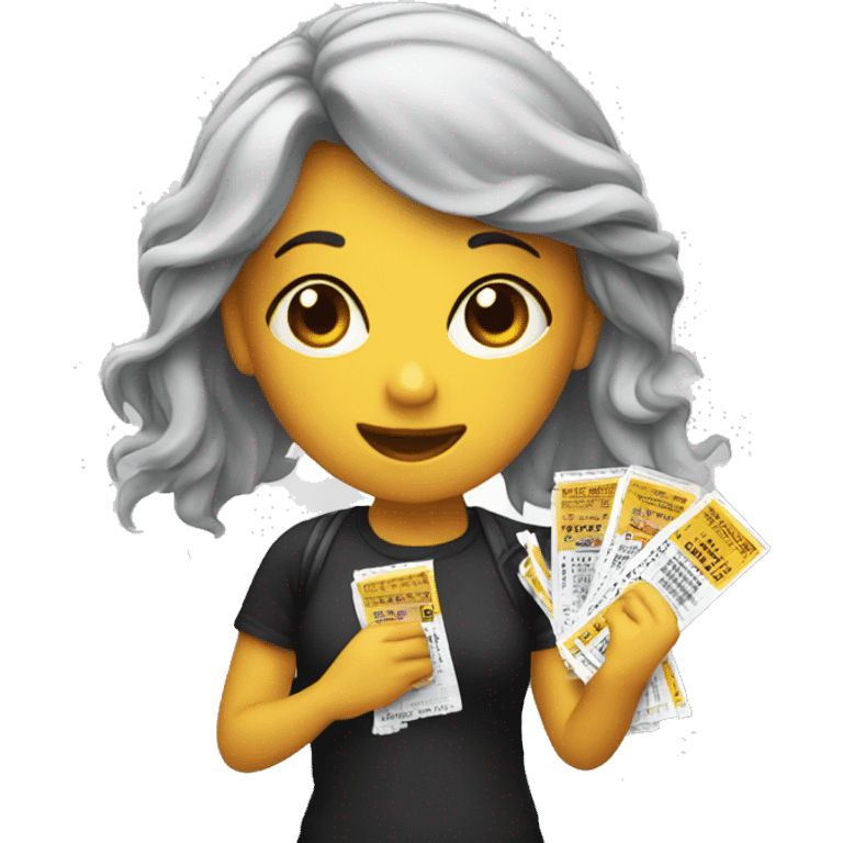 Girl holding concert tickets  emoji