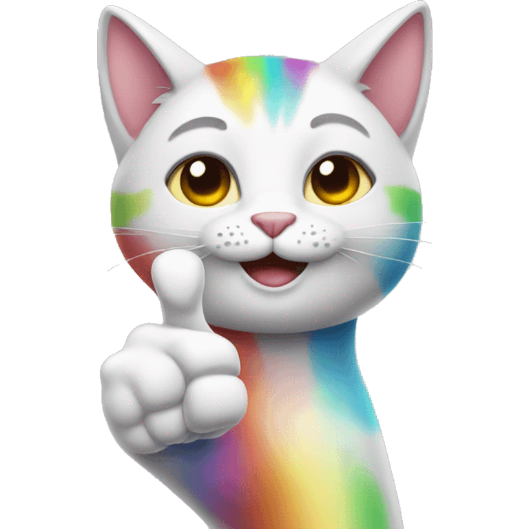 Rainbow cat giving a thumb up emoji