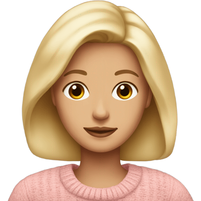 beautiful blond woman with brown pink bloom sweater emoji