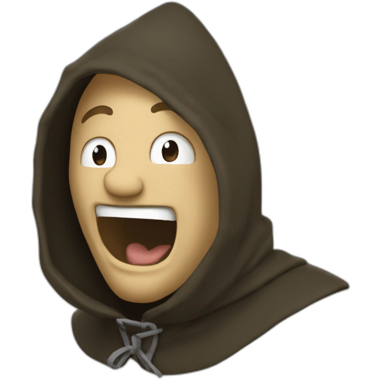 medieval saboteur laughing and escaping, hooded emoji