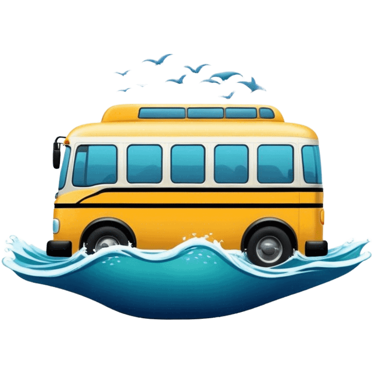 Bus in the ocean  emoji