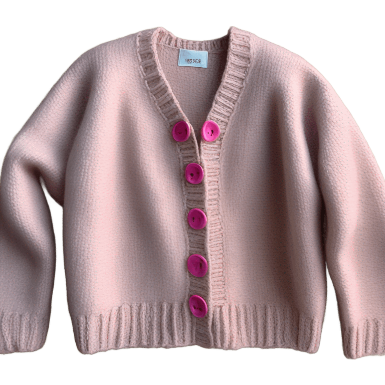 Sage oversize wool open short cardigan with pink buttons, isolated emoji