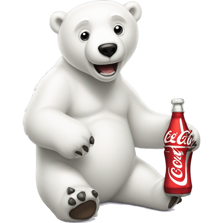 Polar bear holding a coke soda bottle  emoji