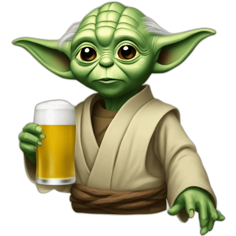 Yoda bois une bière emoji