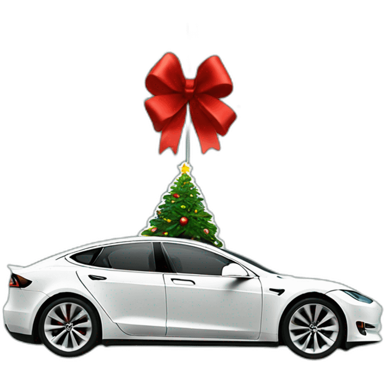 Tesla car as a hanging Christmas tree decoration emoji