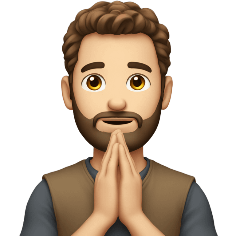 Handsome man with brown hairs and 3 days beard as he is praying emoji