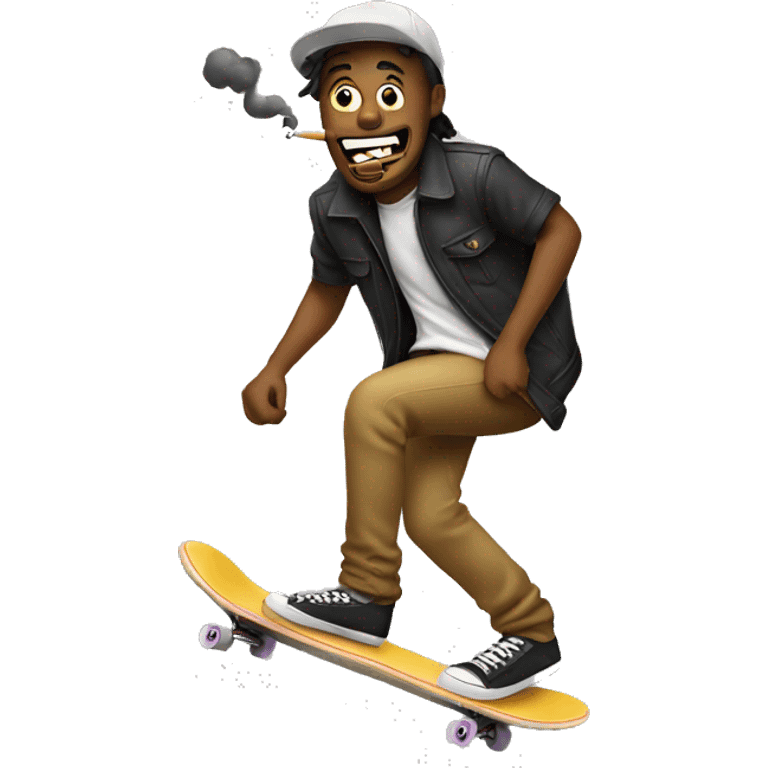 Guys riding skateboard with cigarette in mouth emoji