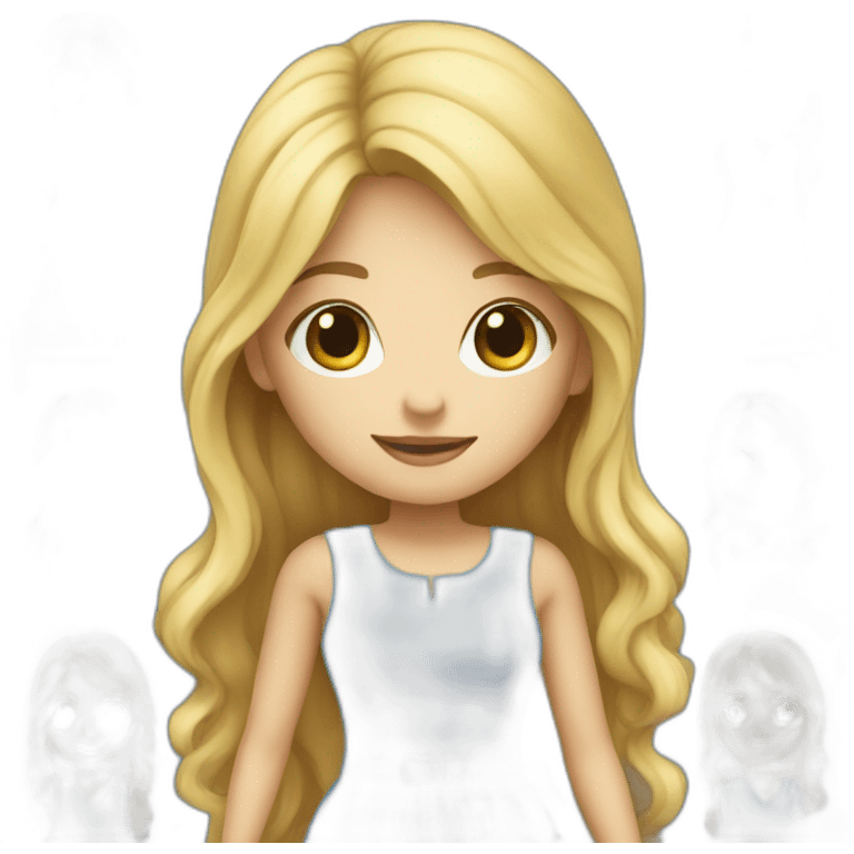 a girl full body in a blue dress long blond hair out emoji