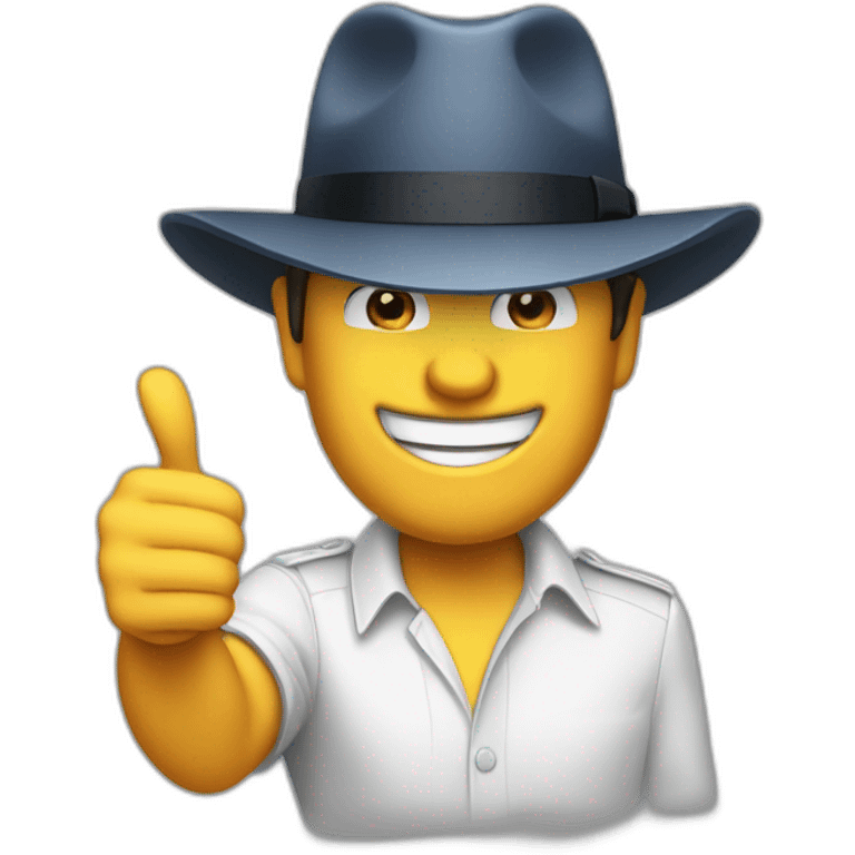 memoji thumbs up fedora (ios17, white) emoji