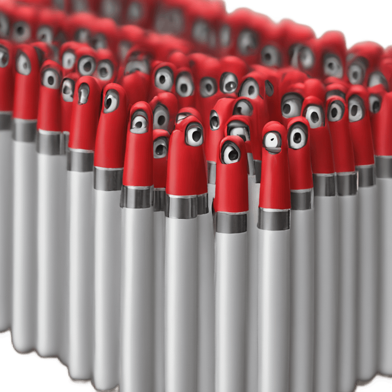 10 red office pens in a desk  emoji