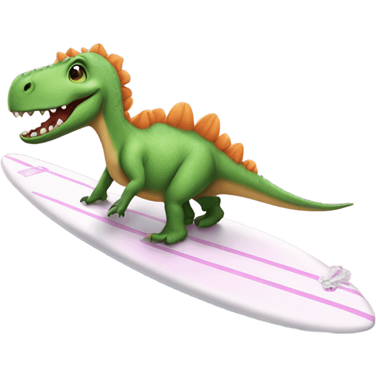 dinosaur in a tutu on a surfboard emoji