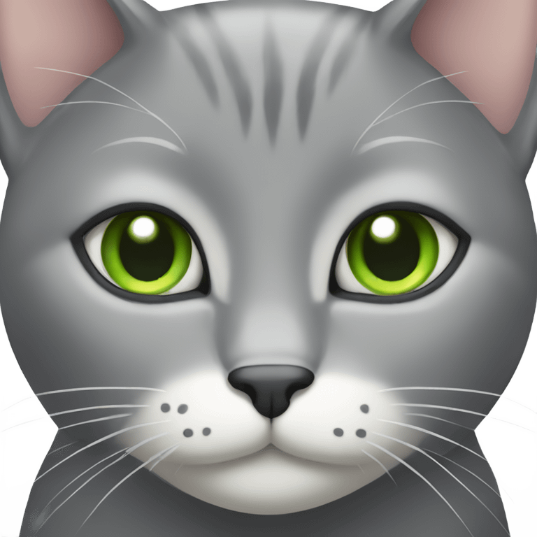 grey cat with white chin and green eyes emoji