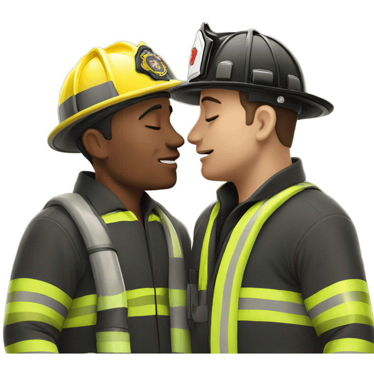 Male firemen kissing emoji