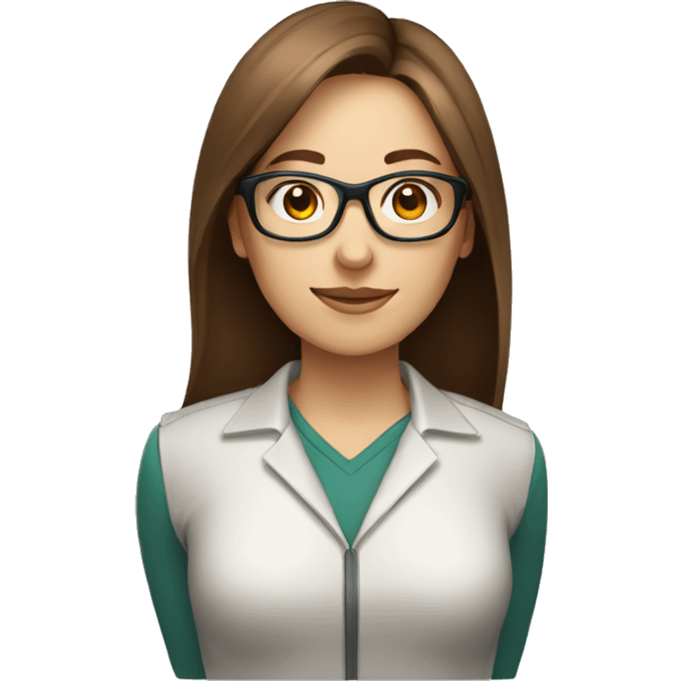 female scrum master with glasses and long straight brown hair emoji