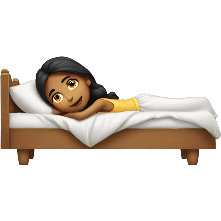 A Indian girl who is lying down on her bed she is very pretty emoji