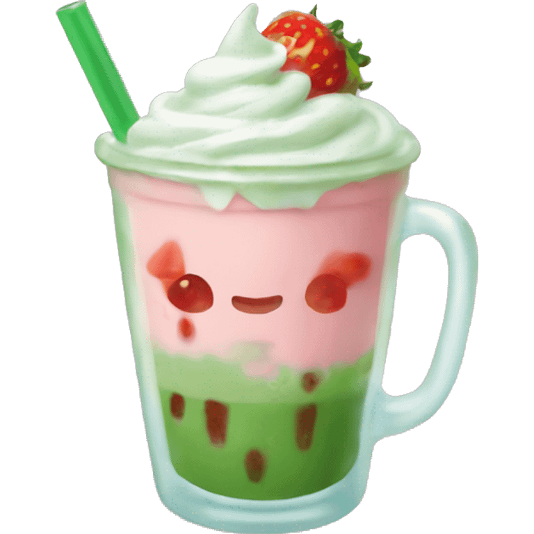 iced strawberry matcha latte  emoji