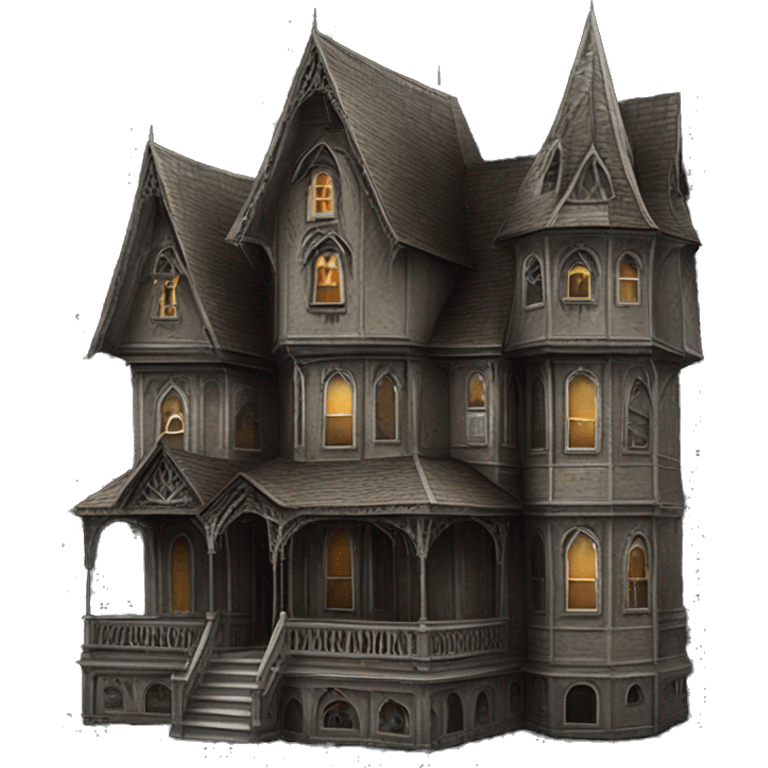 Realistic Huge ornate gothic Cardboard 6 story tall haunted house  emoji