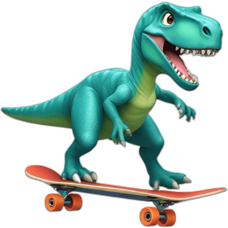 Dinosaur skateboarding emoji