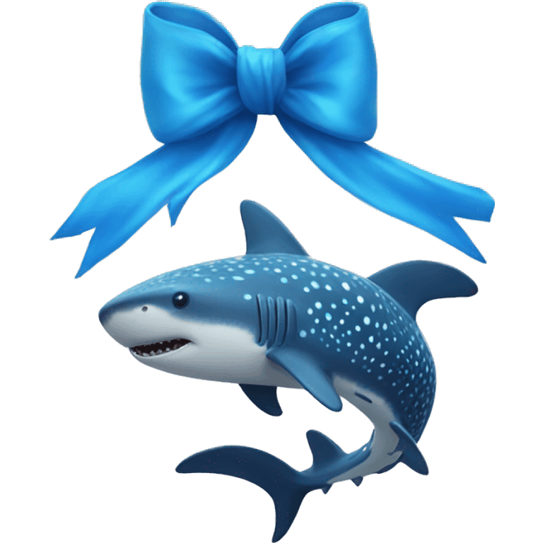 Whale shark with a blue bow  emoji