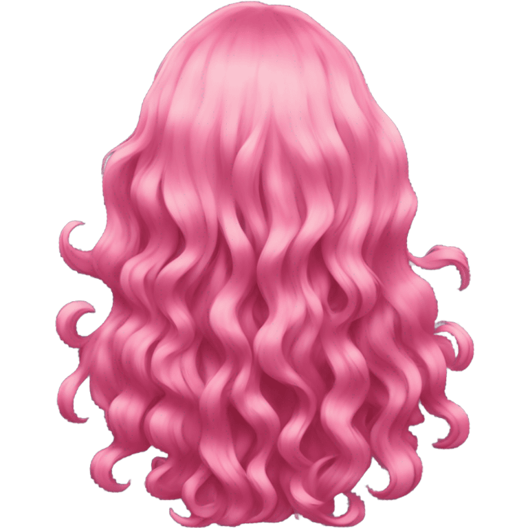 cyberpunk Pink wavy mid-long hair rear view emoji