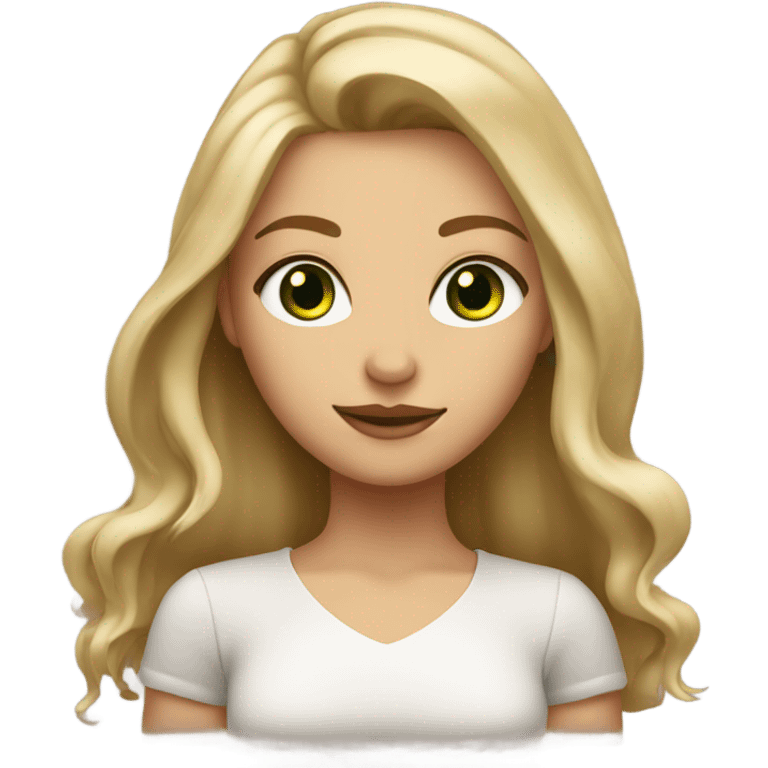 Blonde girl with a big of light brown roots and green eyes with a bit of brown in them  emoji