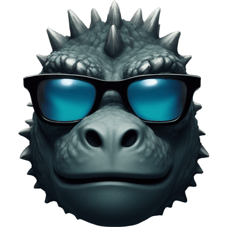 Serious Godzilla wearing dark sunglasses emoji