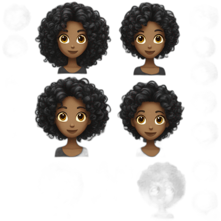 Thin women long curly black hair  emoji