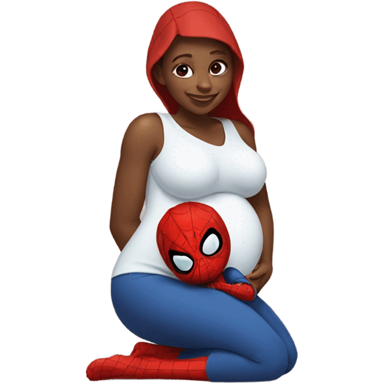 Pregnant girl Spider-Man nursing a baby  emoji