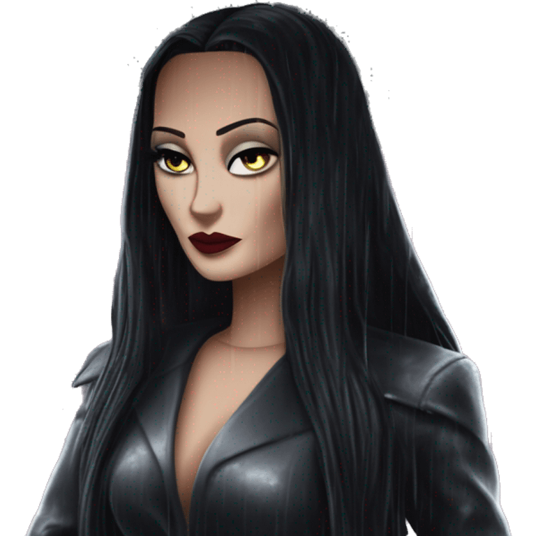 Healthy strong Dark trooper Malibu Beach Barbie Morticia Addams in the rain  emoji