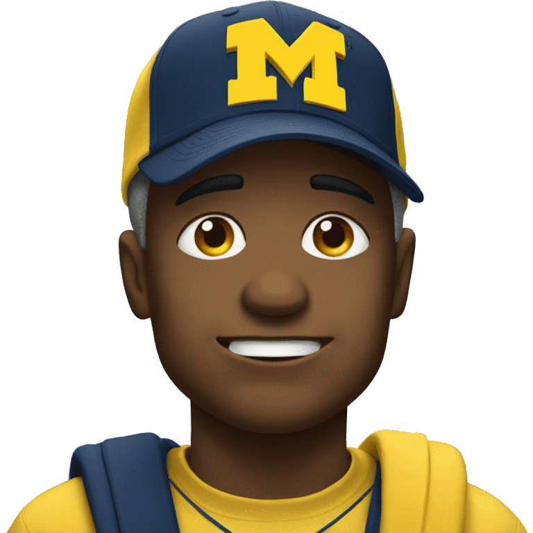 Crying face emoji wearing University of Michigan hat emoji