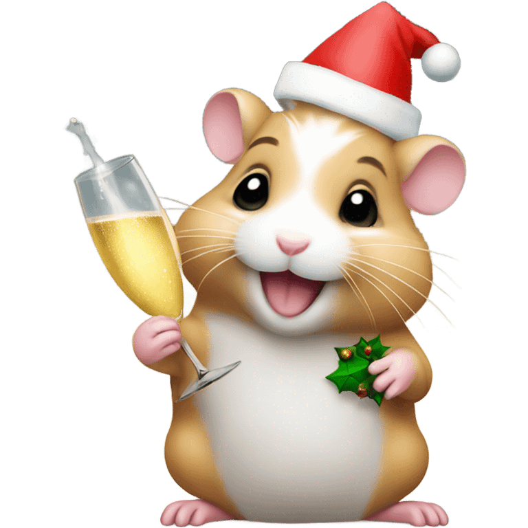 hamster christmas with champagne emoji