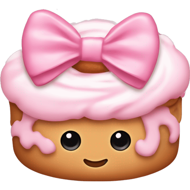 Cinnamonroll emoji with a baby pink bow and a baby pink heart on the side emoji