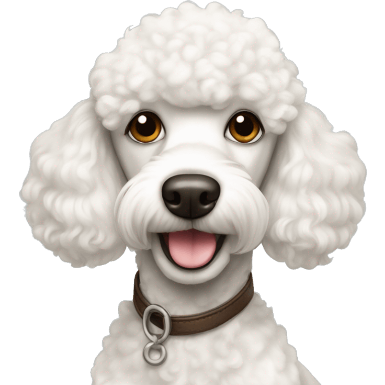 White poodle with brown spots around eyes emoji