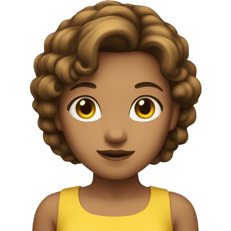 girl in a short yellow dress and has brown hair emoji