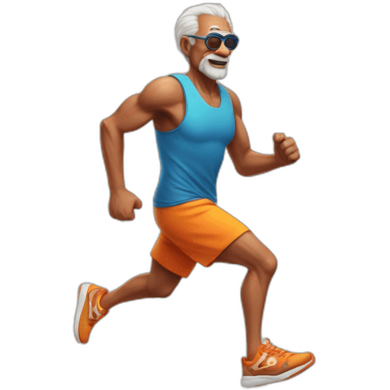 OLD MAN RUNNING wearing a tigger tank top, oakley googles and nikes shoes emoji