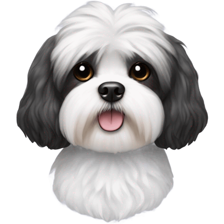 Shih Tzu poodle face with black and white fur ￼ emoji