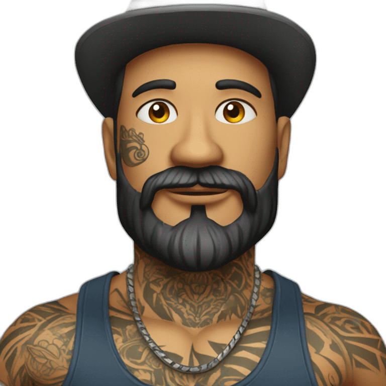 a tattooed gringo with a beard and a hat emoji