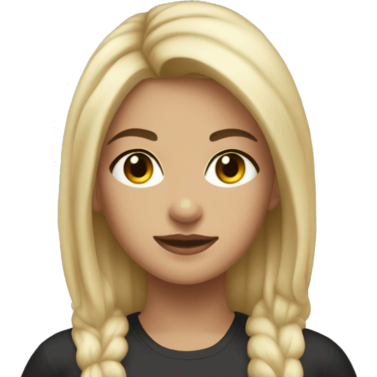 Blonde girl with black hair end gym outfit  emoji