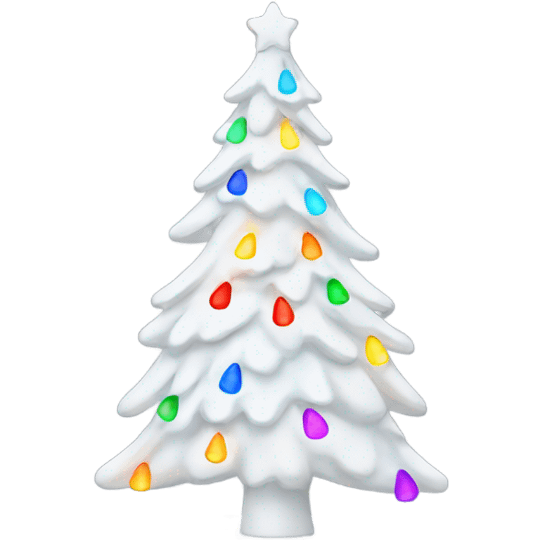 White Christmas tree with colorful lights  emoji