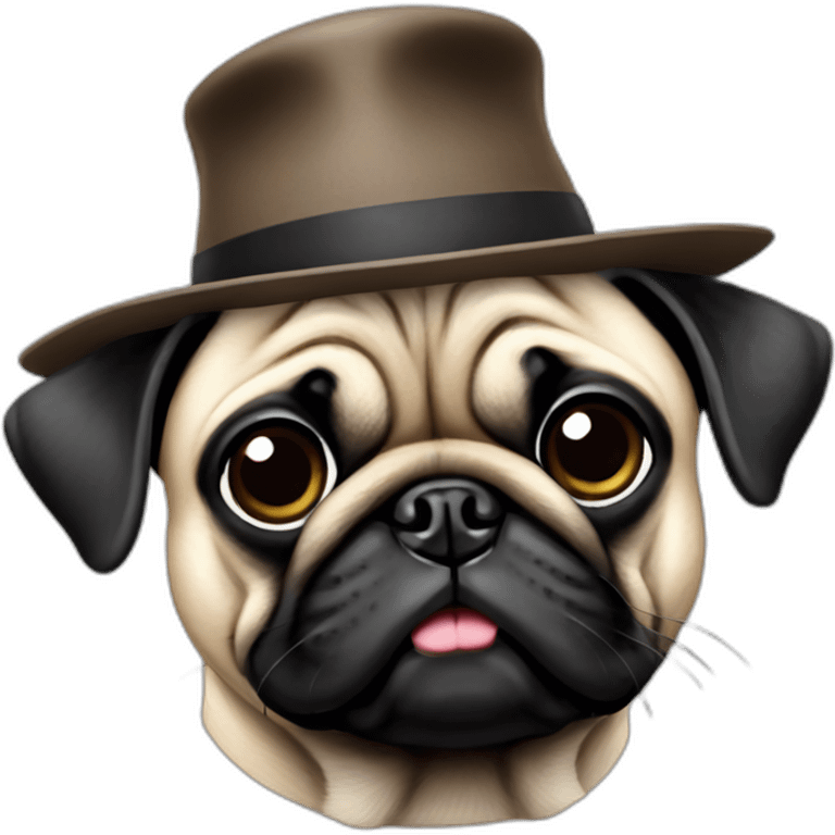 Pug dog with a hat emoji